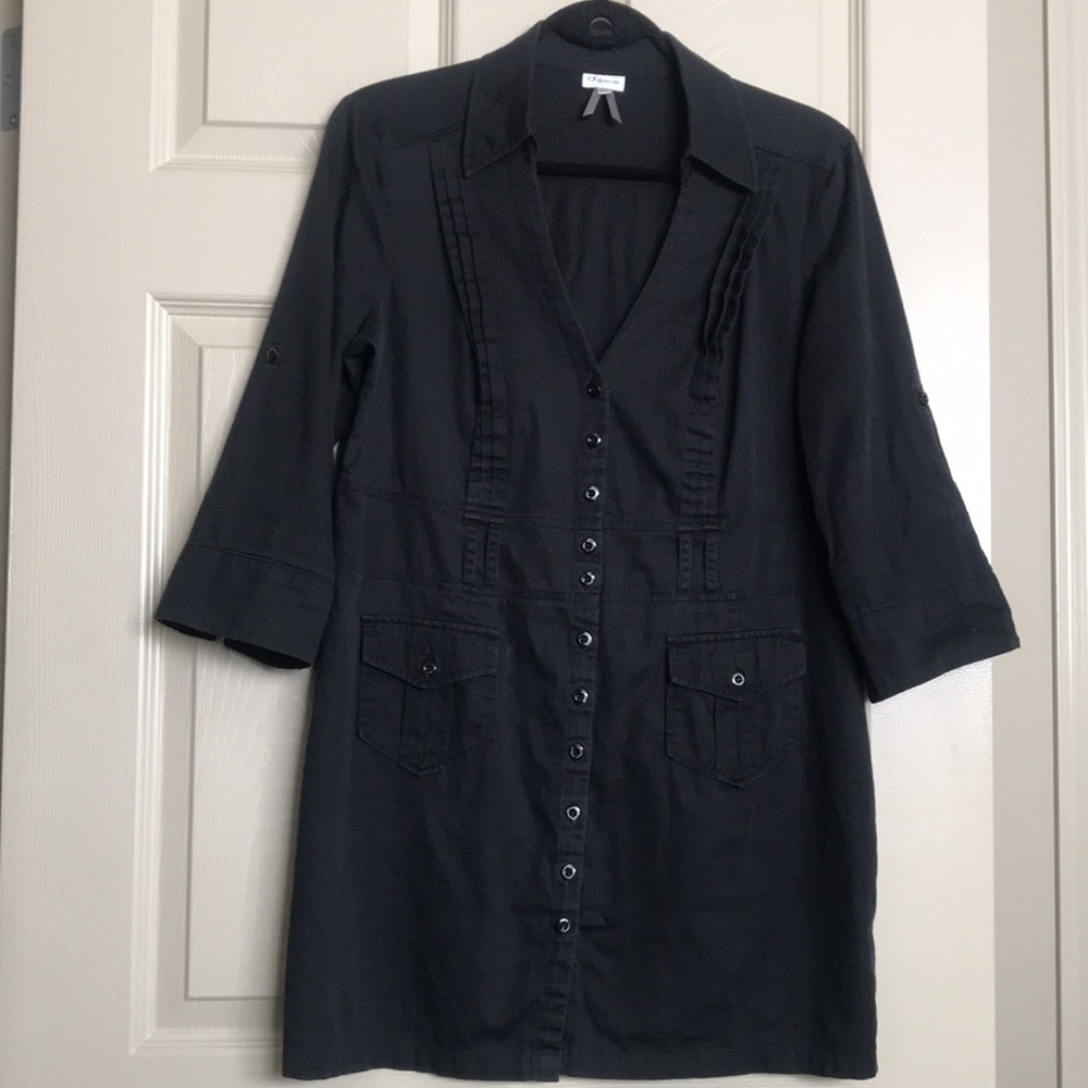 Dynamite Black Button-Front Mini Dress - Picture 5 of 10